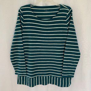 TALBOTS Striped Textured Long Sleeve Pullover Top